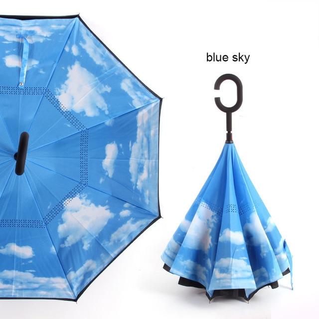 C Handle Windproof Reverse Folding Umbrella