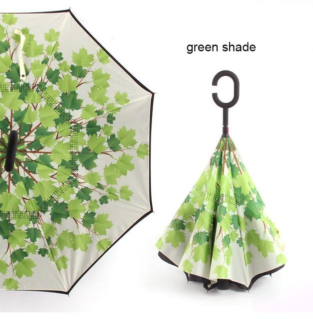 C Handle Windproof Reverse Folding Umbrella