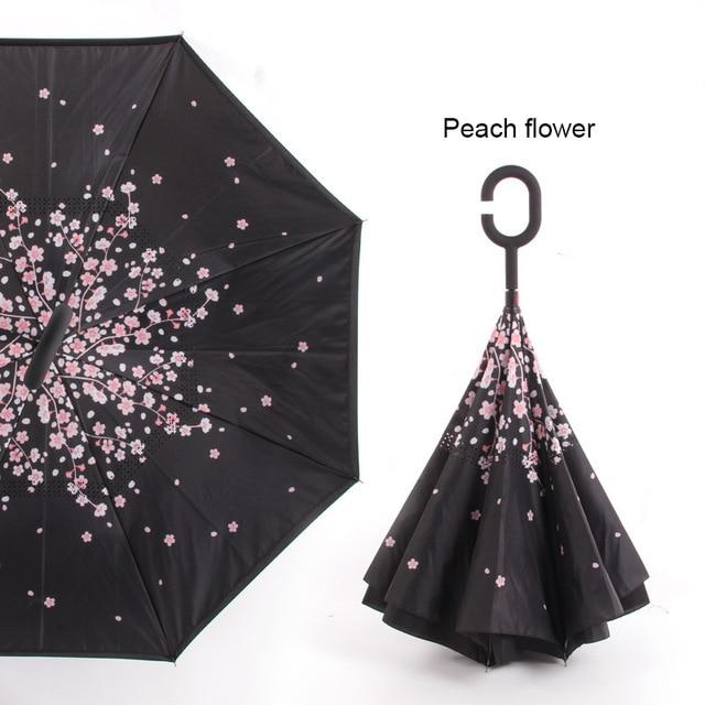 C Handle Windproof Reverse Folding Umbrella