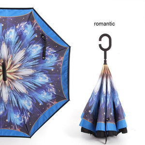 C Handle Windproof Reverse Folding Umbrella