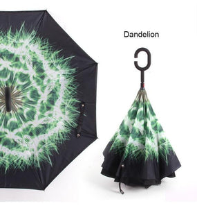 C Handle Windproof Reverse Folding Umbrella