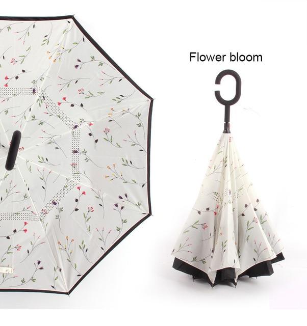 C Handle Windproof Reverse Folding Umbrella