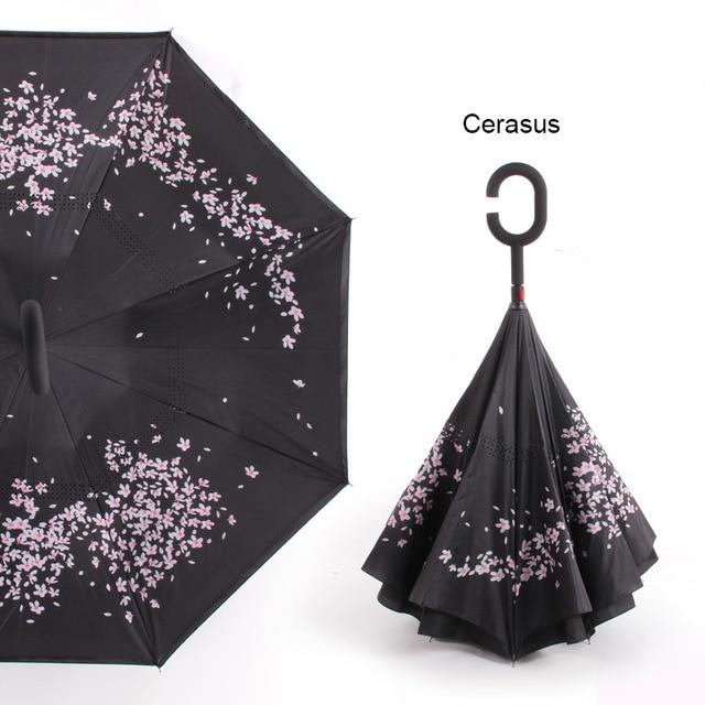 C Handle Windproof Reverse Folding Umbrella