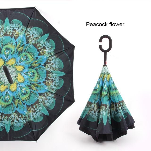 C Handle Windproof Reverse Folding Umbrella